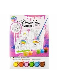 Malowanie po numerach A4 + farbki różowy