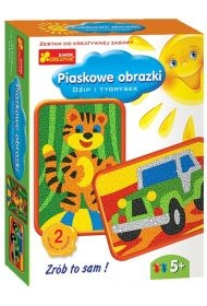 Piaskowe obrazki - dżip i tygrysek