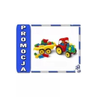 Traktor z przyczepą z klockami