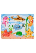 Układanka drewno - zwierzęta morskie