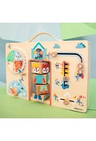 Drewniana tablica manipulacyjna walizka "Ubranie na każdą pogodę" Lisiczka Alice 2 lata +