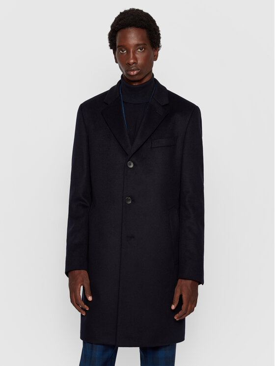 Boss Płaszcz wełniany Nye2 50438689 Granatowy Regular Fit
