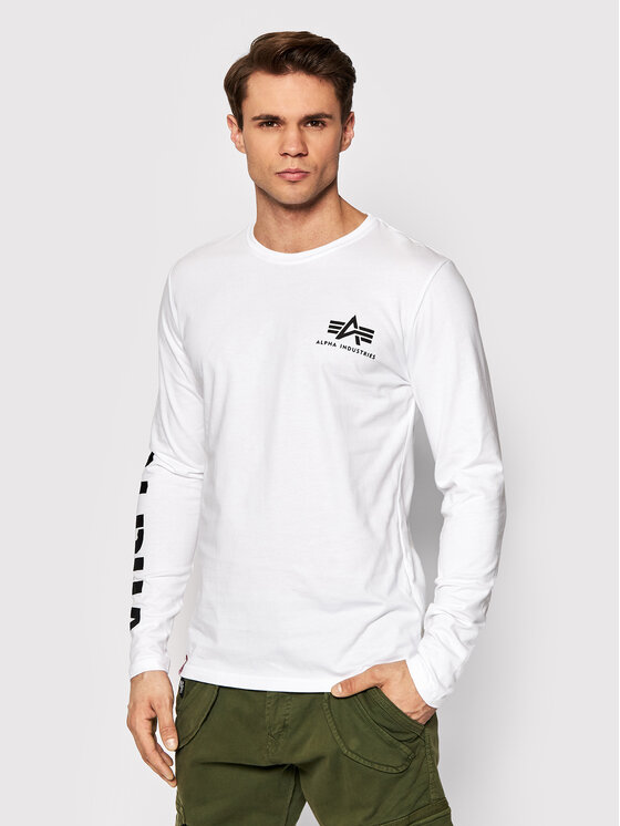 Alpha Industries Longsleeve Print Heavy 116570 Biały Regular Fit